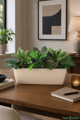 Bohem Saksıda Yapay Botanik Bahçe Model 3 - Yapay Çiçek Sitesi