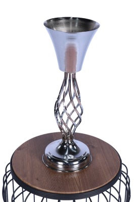 Metal Dekoratif Burgulu Şamdan Çiçeklik Vazo Gümüş 43 Cm - 3