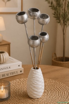 Dekoratif Doğal Kabak 50 cm 5li Gümüş - Yapay Çiçek Sitesi