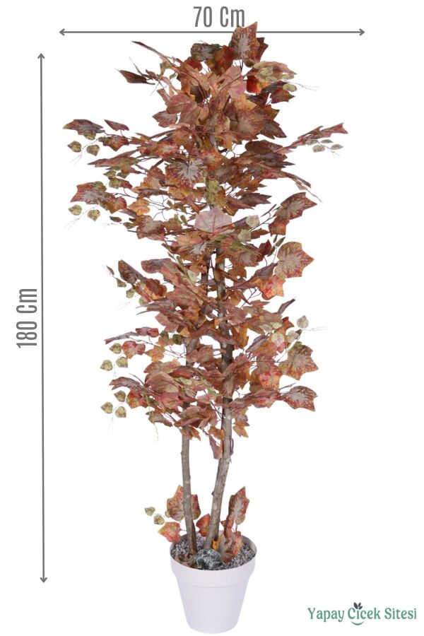 Dekoratif Saksıda 3 Gövdeli Yapay Çınar Ağacı Kiremit 180 cm - 1