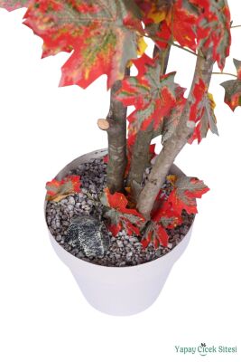 Dekoratif Saksıda 3 Gövdeli Yapay Çınar Ağacı Kırmızı 180 cm - 2