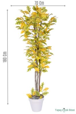 Dekoratif Saksıda 3 Gövdeli Yapay Çınar Ağacı Sarı-Yeşil 180 cm - Yapay Çiçek Sitesi