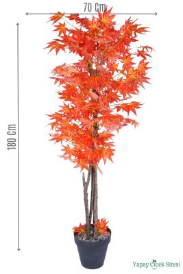 Dekoratif Saksıda 3 Gövdeli Yapay Çınar Ağacı Turuncu 180 cm - Yapay Çiçek Sitesi