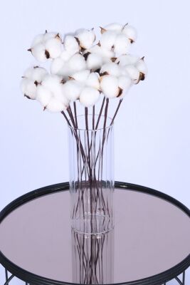 Doğal Beyaz Pamuk Çiçeği 10lu 30 cm - Yapay Çiçek Sitesi