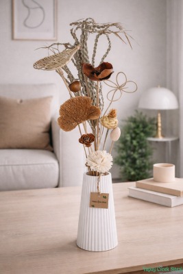 Doğal Tropikal Esinti Kuru Çiçek Tanzimi Vazo Hediyeli Model 3 - Yapay Çiçek Sitesi