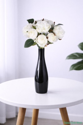 Dolgun Açmış Yapay Şakayık Buketi 14lü Beyaz - Yapay Çiçek Sitesi