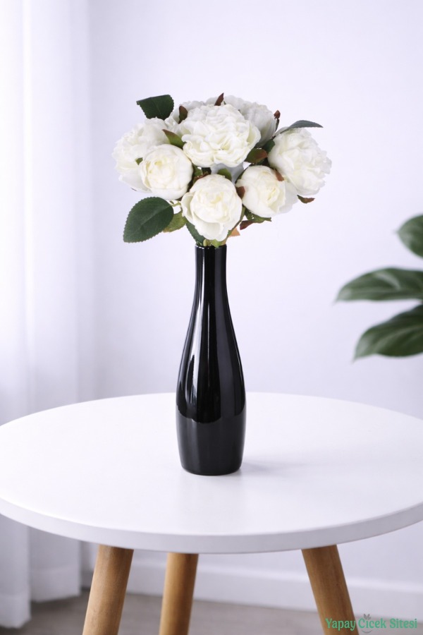 Dolgun Açmış Yapay Şakayık Buketi 14lü Beyaz - 1