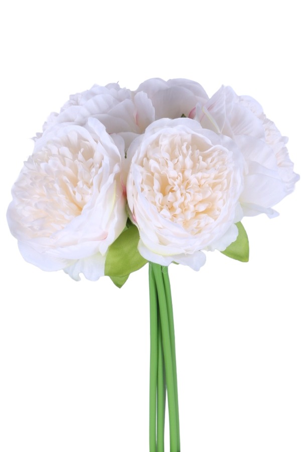 Dolgun Açmış Yapay Şakayık Buketi 5li Kırık Beyaz - 2