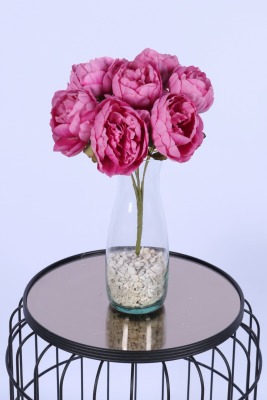 Dolgun Görünümlü Yapay Şakayık Çiçek Demeti Pembe 7 Dal - 2