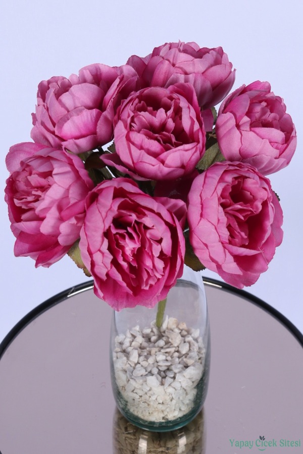 Dolgun Görünümlü Yapay Şakayık Çiçek Demeti Pembe 7 Dal - 3