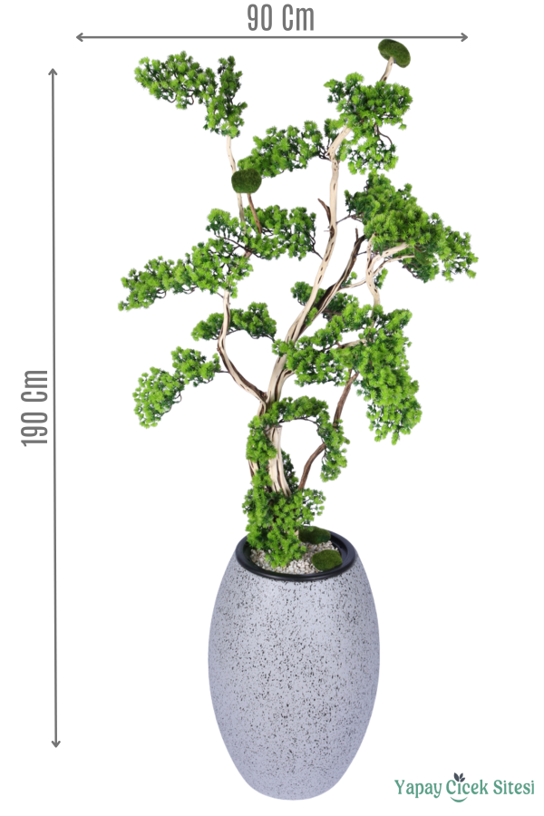 Fiber Saksıda Doğal Gövdeli Bonsai Yapay Ağaç 190 Cm - 1