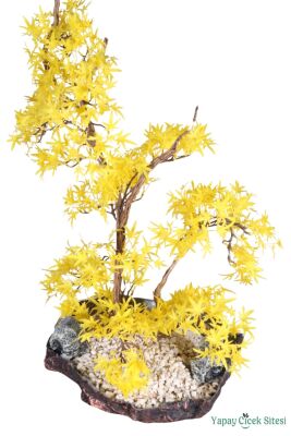 Fiber Saksıda Yapay Bonsai Ağacı 70 Cm Sarı - 4
