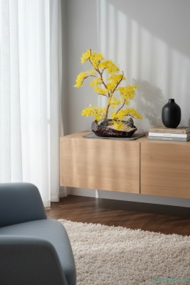 Fiber Saksıda Yapay Bonsai Ağacı 70 Cm Sarı - 6