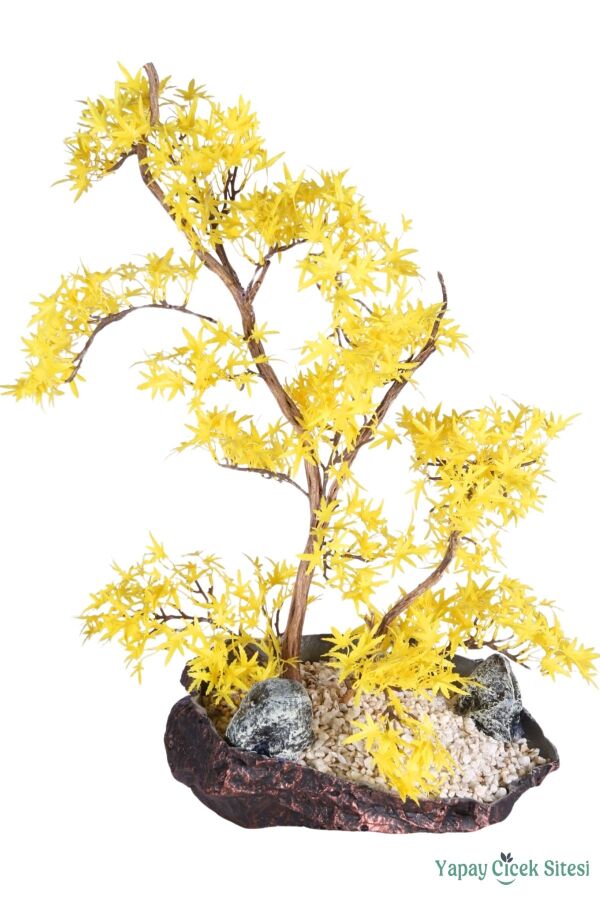 Fiber Saksıda Yapay Bonsai Ağacı 70 Cm Sarı - 1