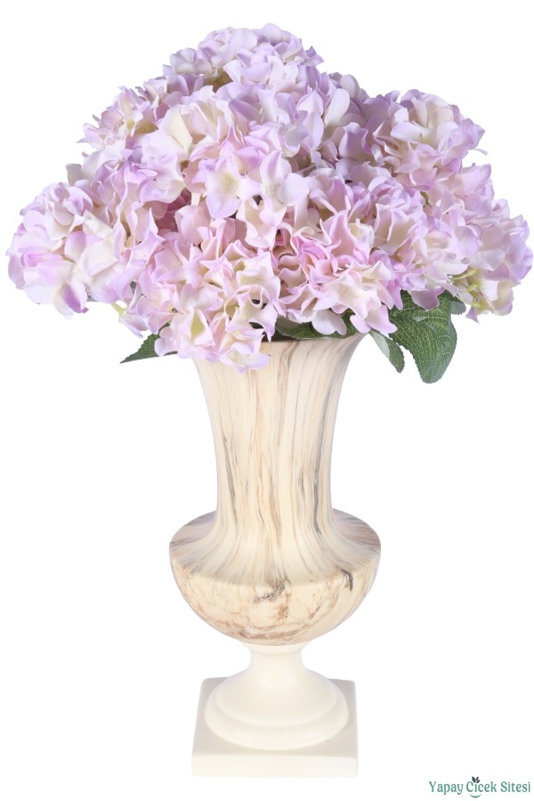 Geniş Yapraklı Yapay Ortanca Demeti 5 Dal 40 cm Lila - 2