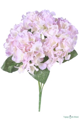 Geniş Yapraklı Yapay Ortanca Demeti 5 Dal 40 cm Lila - 3