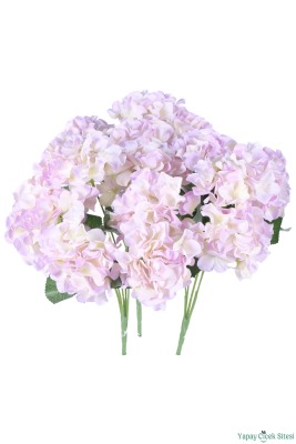 Geniş Yapraklı Yapay Ortanca Demeti 5 Dal 40 cm Lila - 4