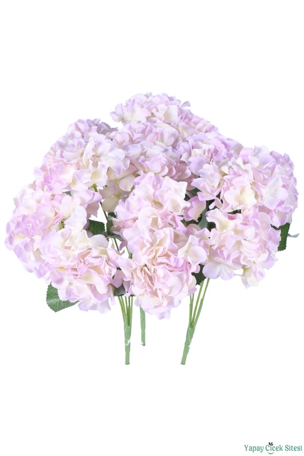 Geniş Yapraklı Yapay Ortanca Demeti 5 Dal 40 cm Lila - 4