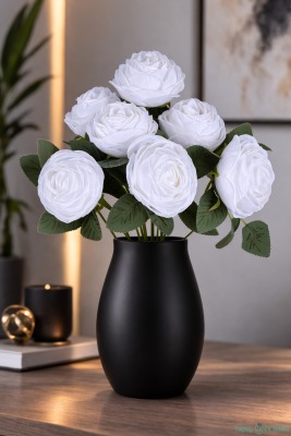 Gerçek Görünümlü Yapay Gül Demeti 7li 45 cm Beyaz - Yapay Çiçek Sitesi