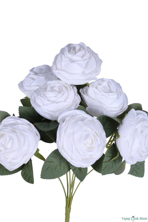 Gerçek Görünümlü Yapay Gül Demeti 7li 45 cm Beyaz - 3