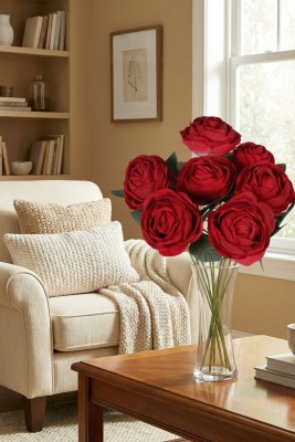 Gerçek Görünümlü Yapay Gül Demeti 7li 45 cm Kırmızı - Yapay Çiçek Sitesi