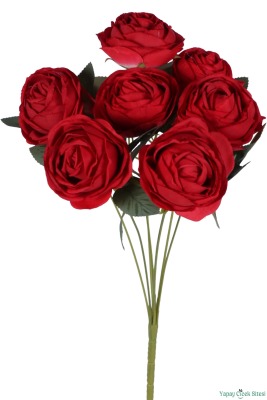 Gerçek Görünümlü Yapay Gül Demeti 7li 45 cm Kırmızı - 2
