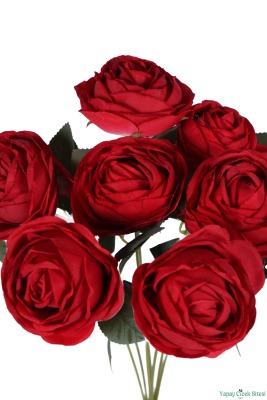 Gerçek Görünümlü Yapay Gül Demeti 7li 45 cm Kırmızı - 4