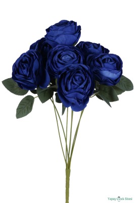 Gerçek Görünümlü Yapay Gül Demeti 7li 45 cm Lacivert - 2