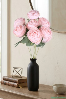 Gerçek Görünümlü Yapay Gül Demeti 7li 45 cm Pudra - Yapay Çiçek Sitesi