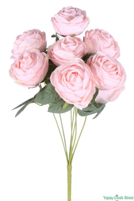 Gerçek Görünümlü Yapay Gül Demeti 7li 45 cm Pudra - 2