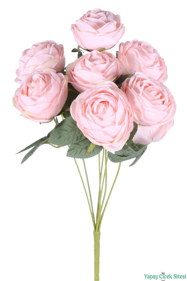 Gerçek Görünümlü Yapay Gül Demeti 7li 45 cm Pudra - 2