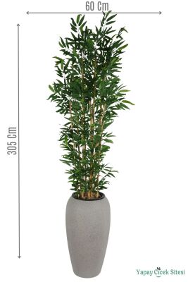 Gri Fiber Saksıda Yapay Bambu Ağacı 305 cm - Yapay Çiçek Sitesi
