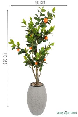 Gri Fiber Saksıda Yapay Portakal Ağacı 220 cm - Yapay Çiçek Sitesi