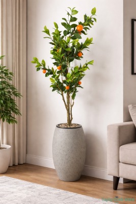 Gri Fiber Saksıda Yapay Portakal Ağacı 220 cm - 5