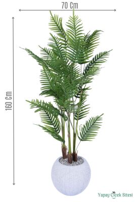 Gri Saksıda 3 Gövdeli Yapay Areka Ağacı 30 Yapraklı 160 cm - Yapay Çiçek Sitesi