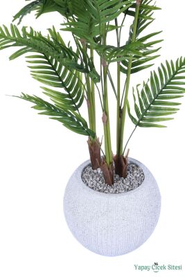 Gri Saksıda 3 Gövdeli Yapay Areka Ağacı 30 Yapraklı 160 cm - 2