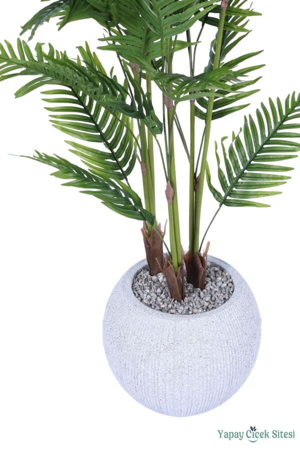 Gri Saksıda 3 Gövdeli Yapay Areka Ağacı 30 Yapraklı 160 cm - 2