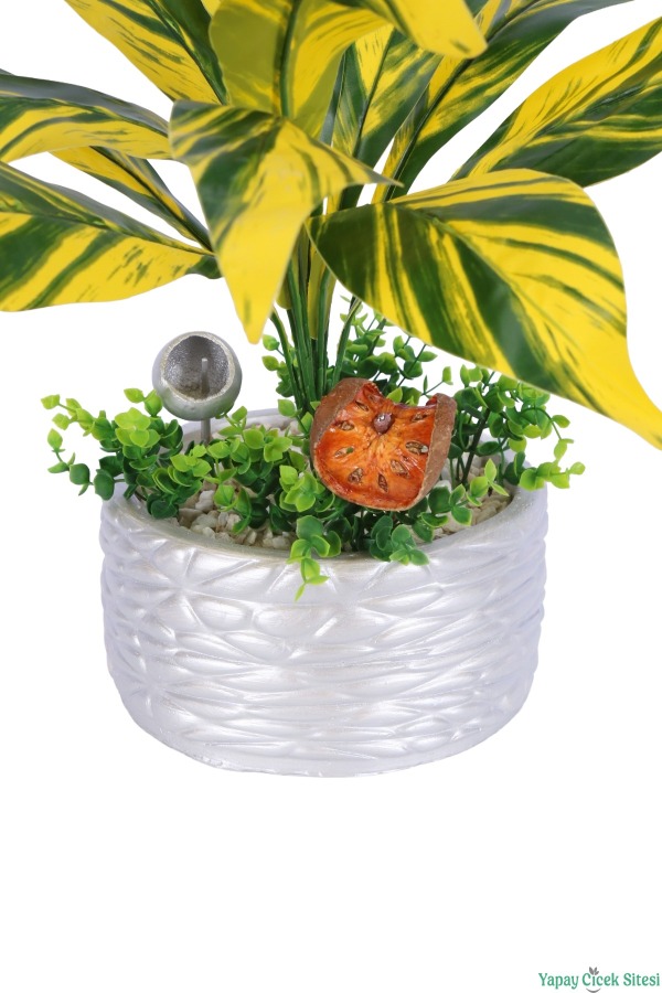 Gümüş Beton Saksıda Yapay Bitki Tanzimi 48 cm Model 10 - 3