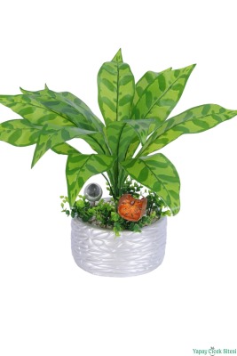 Gümüş Beton Saksıda Yapay Bitki Tanzimi 48 cm Model 11 - 2