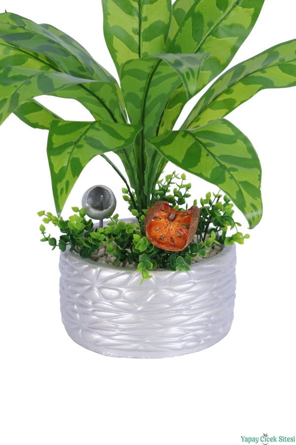 Gümüş Beton Saksıda Yapay Bitki Tanzimi 48 cm Model 11 - 3