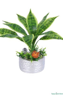 Gümüş Beton Saksıda Yapay Bitki Tanzimi 48 cm Model 12 - 2