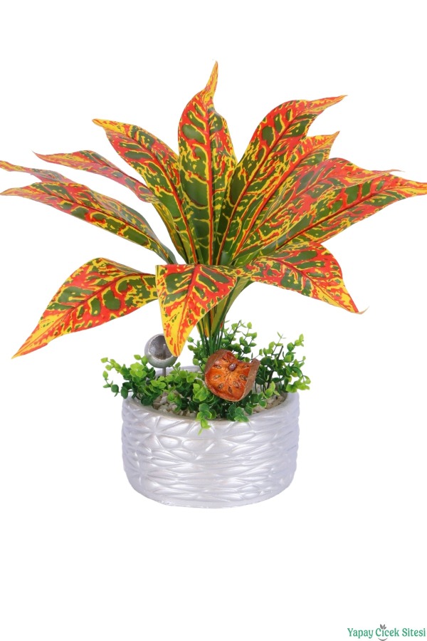 Gümüş Beton Saksıda Yapay Bitki Tanzimi 48 cm Model 13 - 2