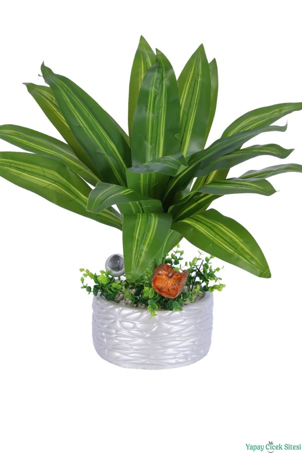 Gümüş Beton Saksıda Yapay Bitki Tanzimi 48 cm Model 14 - 2