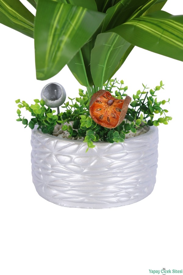 Gümüş Beton Saksıda Yapay Bitki Tanzimi 48 cm Model 14 - 3