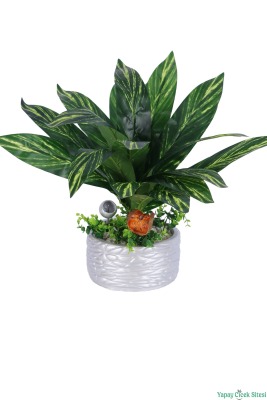 Gümüş Beton Saksıda Yapay Bitki Tanzimi 48 cm Model 15 - 2