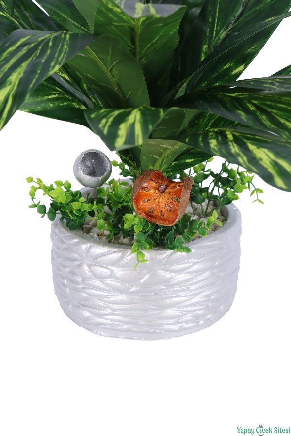 Gümüş Beton Saksıda Yapay Bitki Tanzimi 48 cm Model 15 - 3