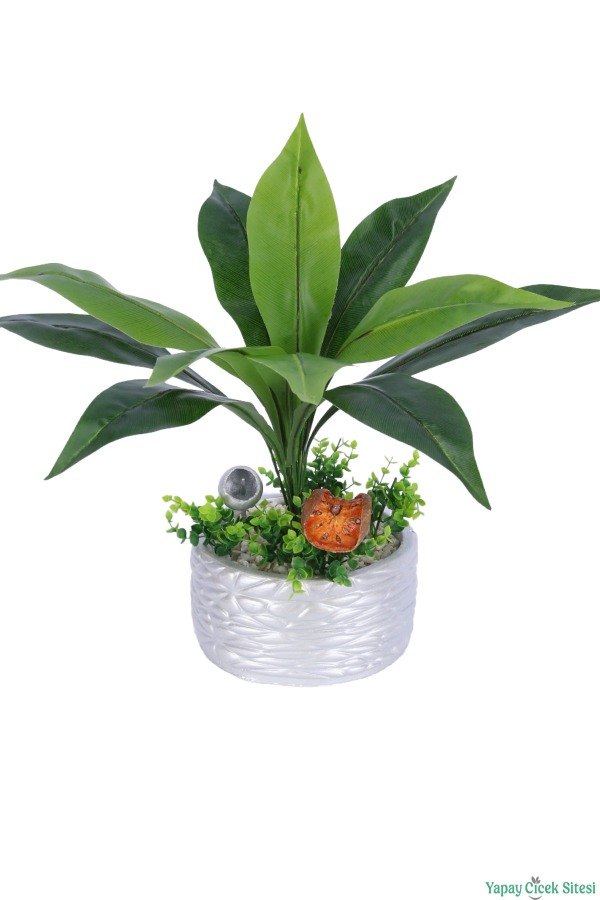 Gümüş Beton Saksıda Yapay Bitki Tanzimi 48 cm Model 4 - 2
