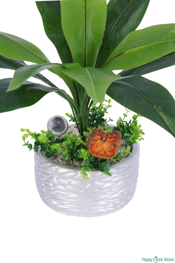 Gümüş Beton Saksıda Yapay Bitki Tanzimi 48 cm Model 4 - 3