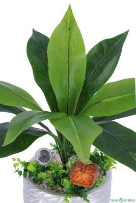 Gümüş Beton Saksıda Yapay Bitki Tanzimi 48 cm Model 4 - 4