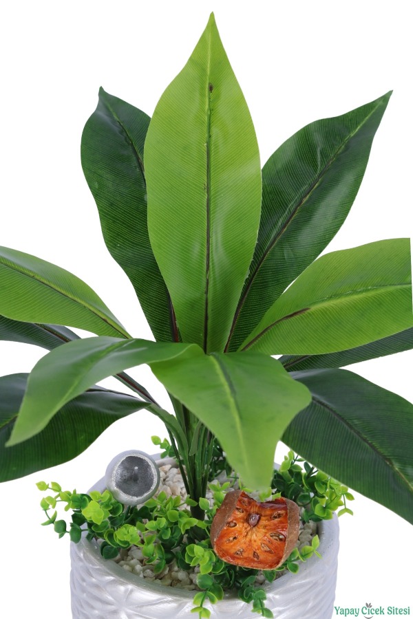 Gümüş Beton Saksıda Yapay Bitki Tanzimi 48 cm Model 4 - 4